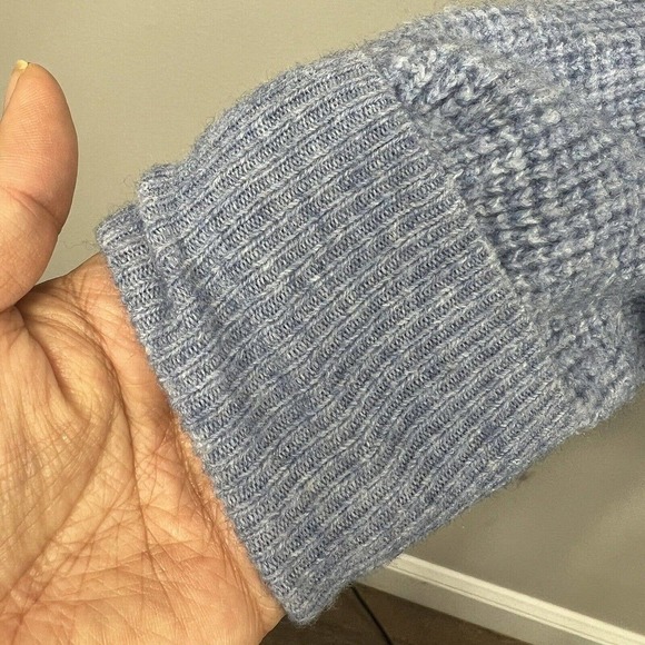J Crew Blue Waffle Knit Merino Wool Blend Sweater Size XS Relaxed Fit - Picture 6 of 12